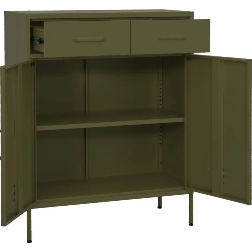 vidaXL Lagerschrank Olivgrün 80x35x101,5 cm Stahl