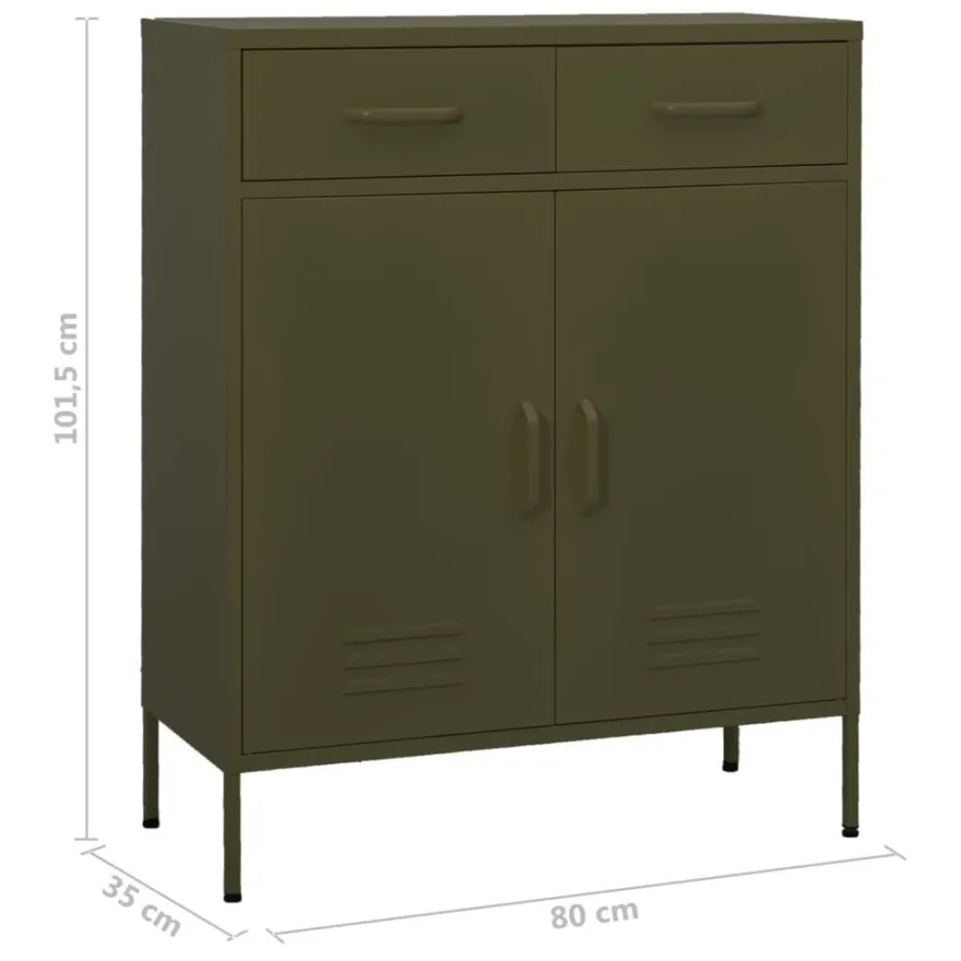 vidaXL Lagerschrank Olivgrün 80x35x101,5 cm Stahl