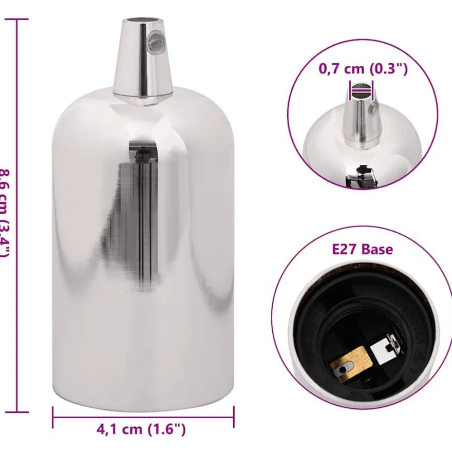 vidaXL Lampenfassungen 2 Stk. Satin-Nickel E27