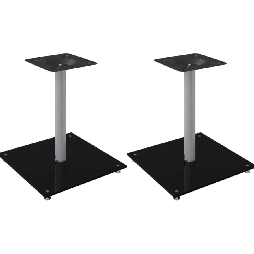 vidaXL Lautsprecher-Ständer 2 Stk. Schwarz & Silbern Hartglas 1 Säule