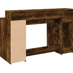 vidaXL LED-Schreibtisch Räuchereiche 140x55x91 cm Holzwerkstoff