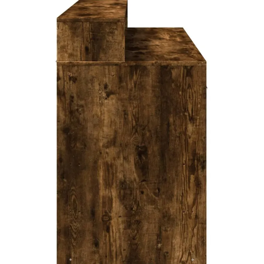 vidaXL LED-Schreibtisch Räuchereiche 140x55x91 cm Holzwerkstoff