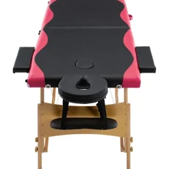 vidaXL Massageliege Klappbar 2-Zonen mit Holzgestell Schwarz und Rosa