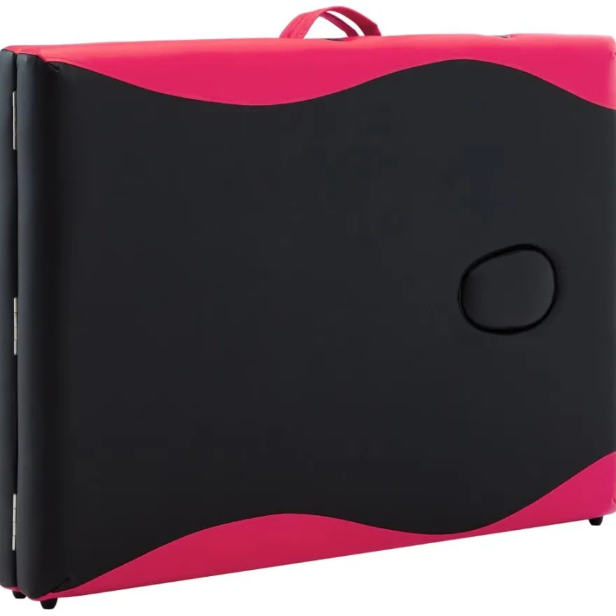 vidaXL Massageliege Klappbar 2-Zonen mit Holzgestell Schwarz und Rosa
