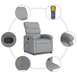 vidaXL Massage-Relaxsessel, hellgrauer Stoff