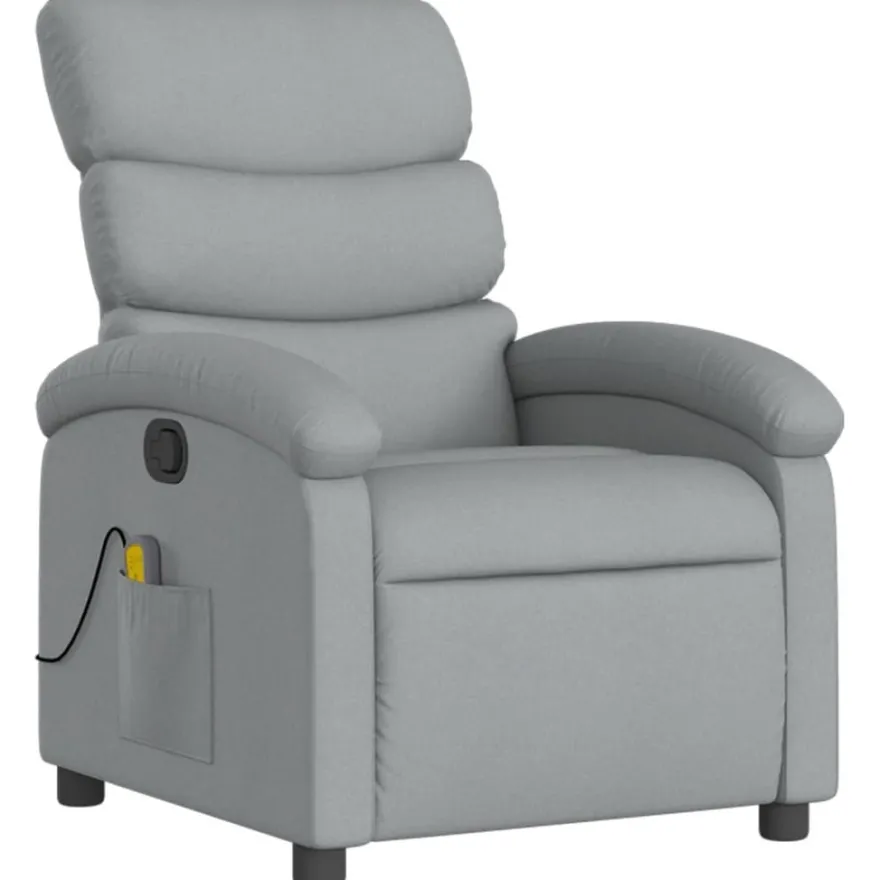 vidaXL Massage-Relaxsessel, hellgrauer Stoff
