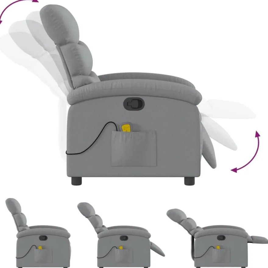 vidaXL Massage-Relaxsessel, hellgrauer Stoff