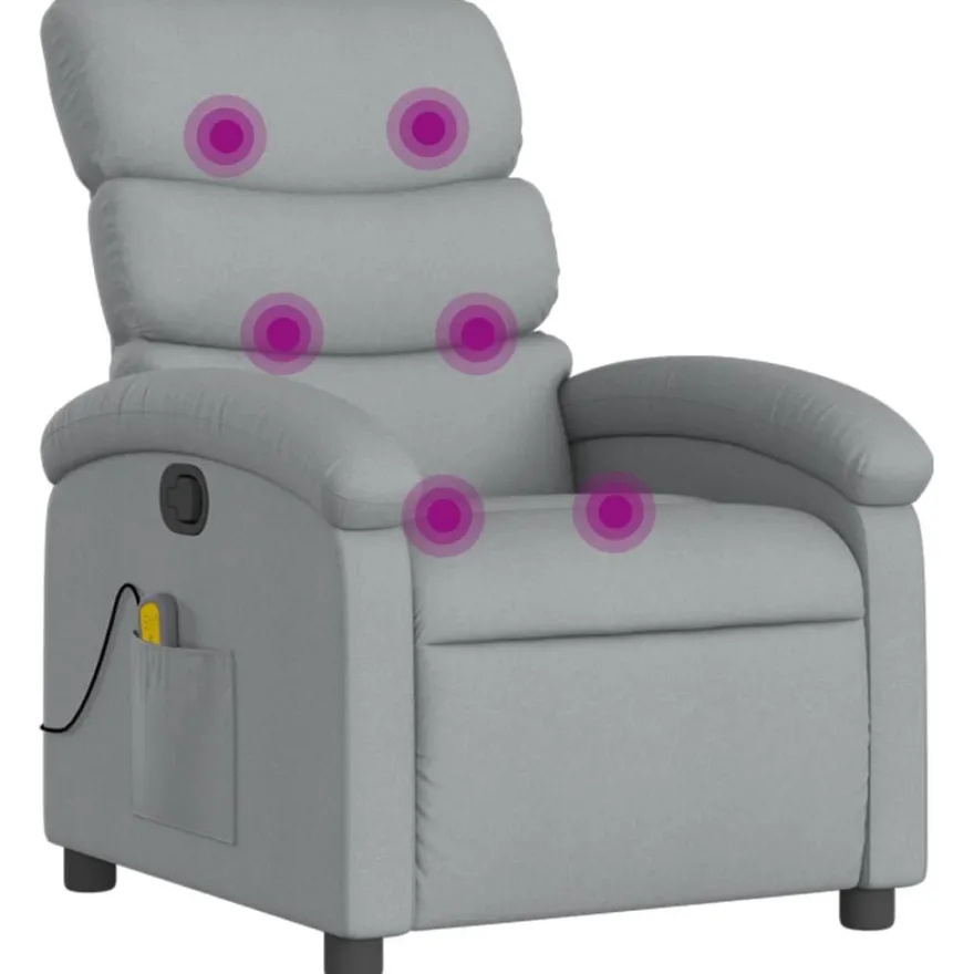 vidaXL Massage-Relaxsessel, hellgrauer Stoff