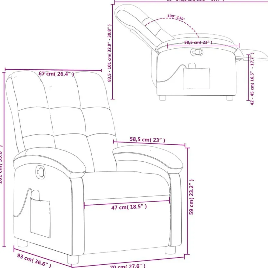 vidaXL Massage-Relaxsessel, Stoff, Dunkelgrau