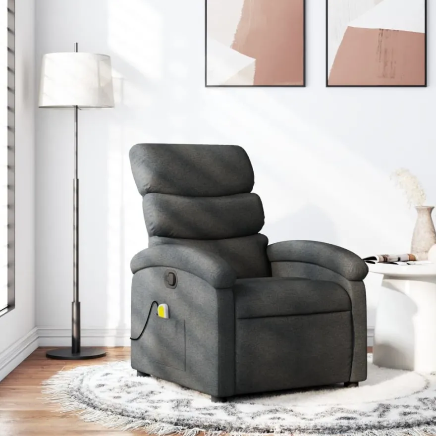 vidaXL Massage-Relaxsessel, Stoff, Dunkelgrau