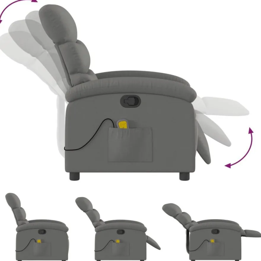 vidaXL Massage-Relaxsessel, Stoff, Dunkelgrau