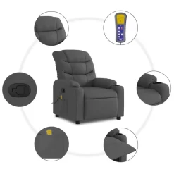 vidaXL Massage-Relaxsessel, Stoff, Dunkelgrau