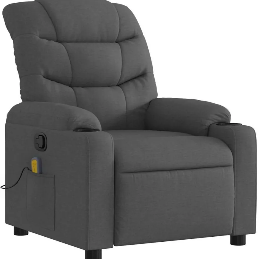 vidaXL Massage-Relaxsessel, Stoff, Dunkelgrau