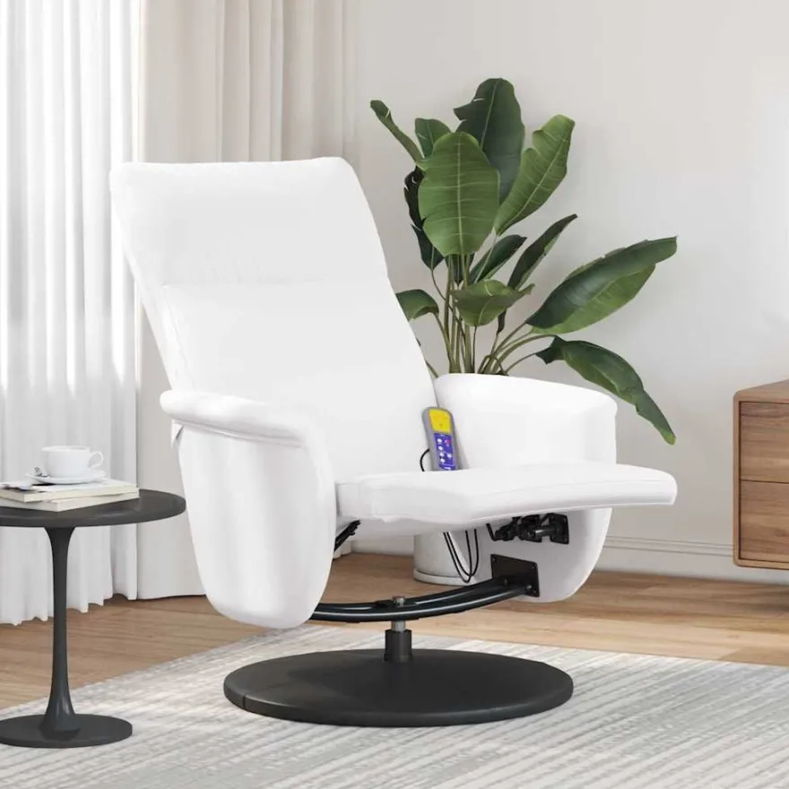vidaXL Massage Relaxsessel Weiß 71 x 90 x 105 cm Kunstleder