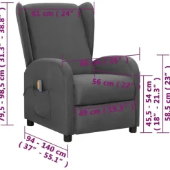 vidaXL Massagesessel Dunkelgrau Stoff