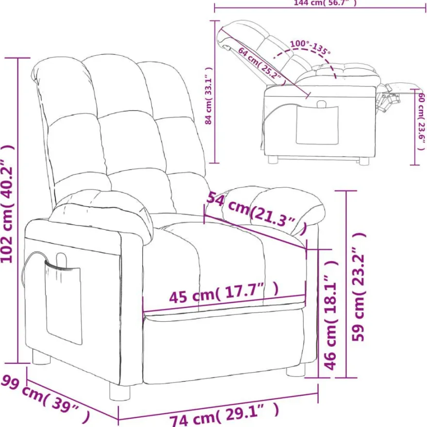 vidaXL Massagesessel Dunkelbraun Stoff