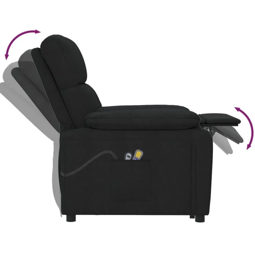 vidaXL Massagesessel Elektrisch Schwarz Stoff