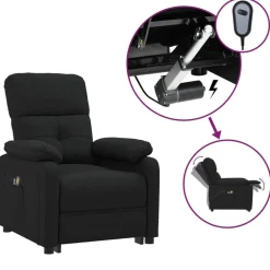 vidaXL Massagesessel Elektrisch Schwarz Stoff