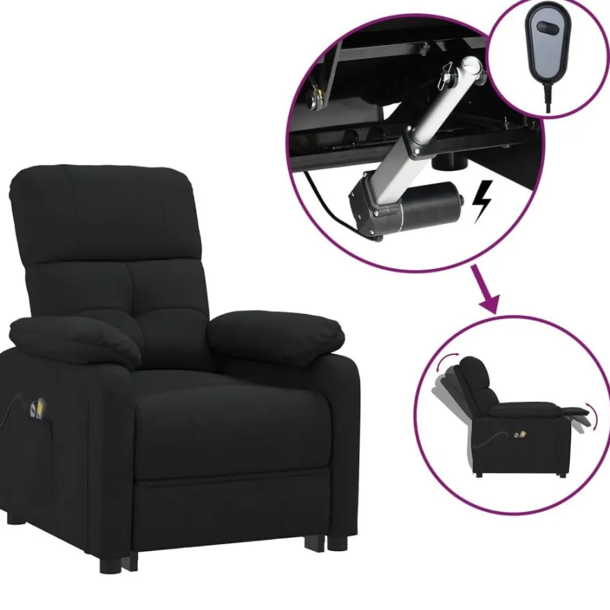 vidaXL Massagesessel Elektrisch Schwarz Stoff
