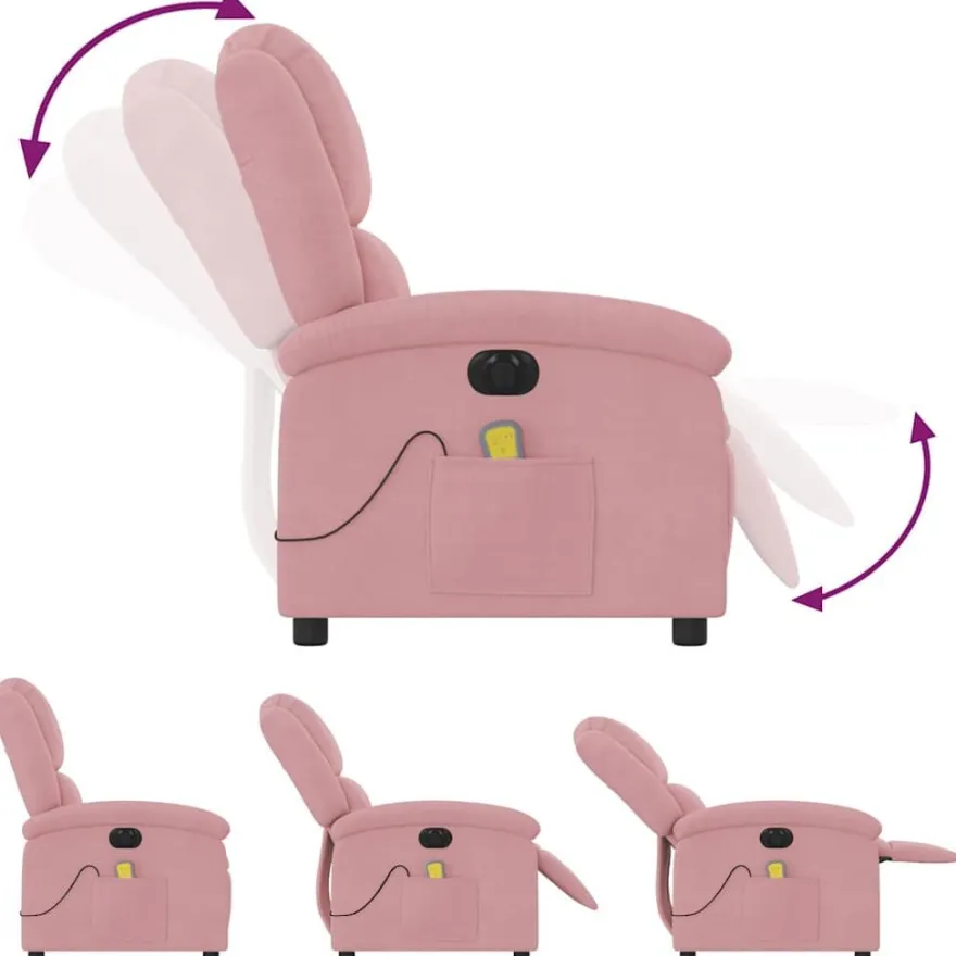 vidaXL Massagesessel Elektrisch Rosa Samt