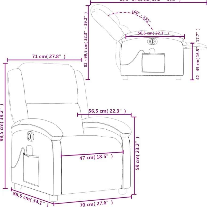 vidaXL Massagesessel Elektrisch Rosa Samt