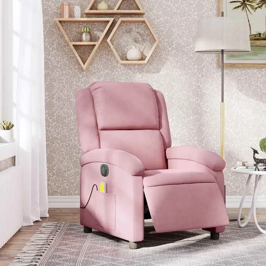 vidaXL Massagesessel Elektrisch Rosa Samt