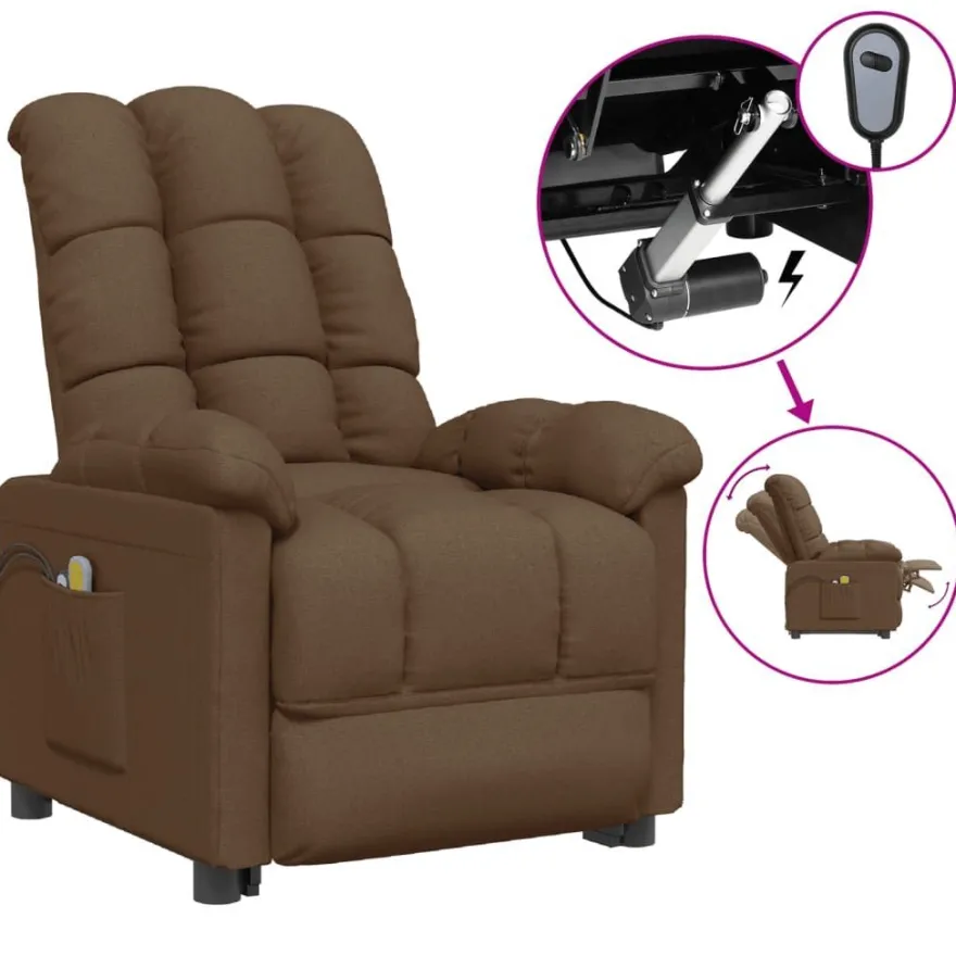 vidaXL Massagesessel Elektrisch Braun Stoff