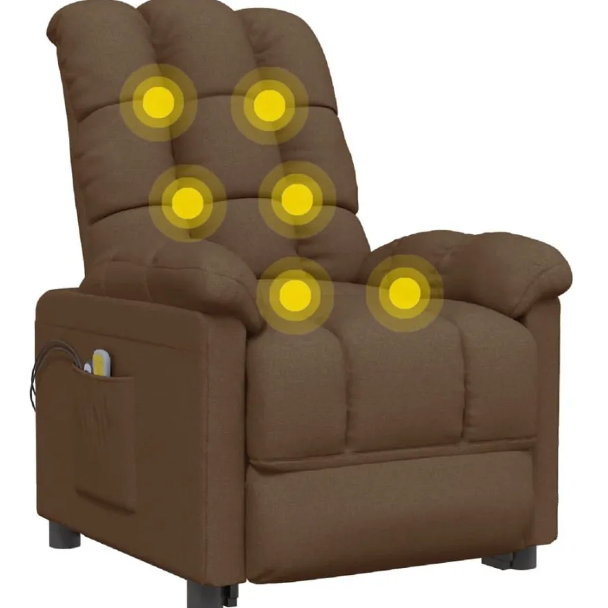 vidaXL Massagesessel Elektrisch Braun Stoff