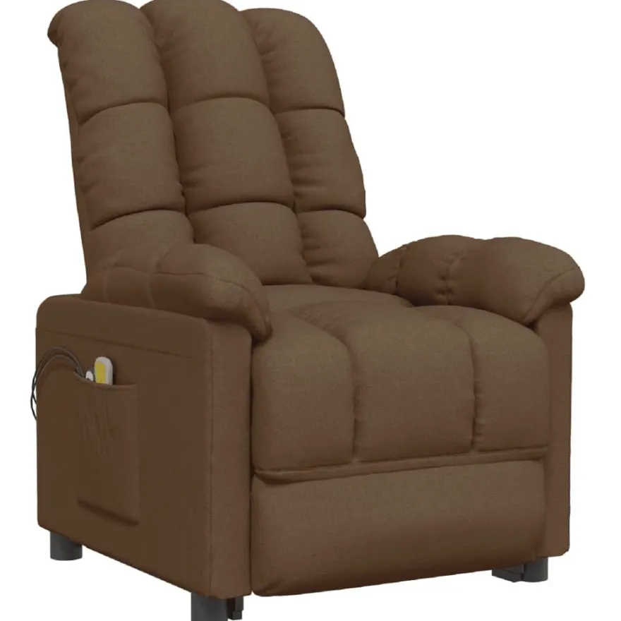 vidaXL Massagesessel Elektrisch Braun Stoff