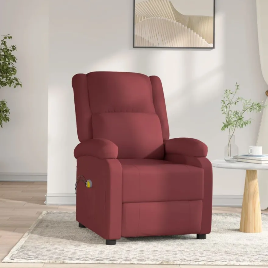 vidaXL Massagesessel Elektrisch Weinrot Kunstleder