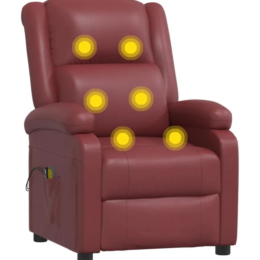 vidaXL Massagesessel Elektrisch Weinrot Kunstleder