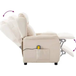 vidaXL Massagesessel mit Kissen Creme 93,5 x 67,5 x 101,5 cm Stoff