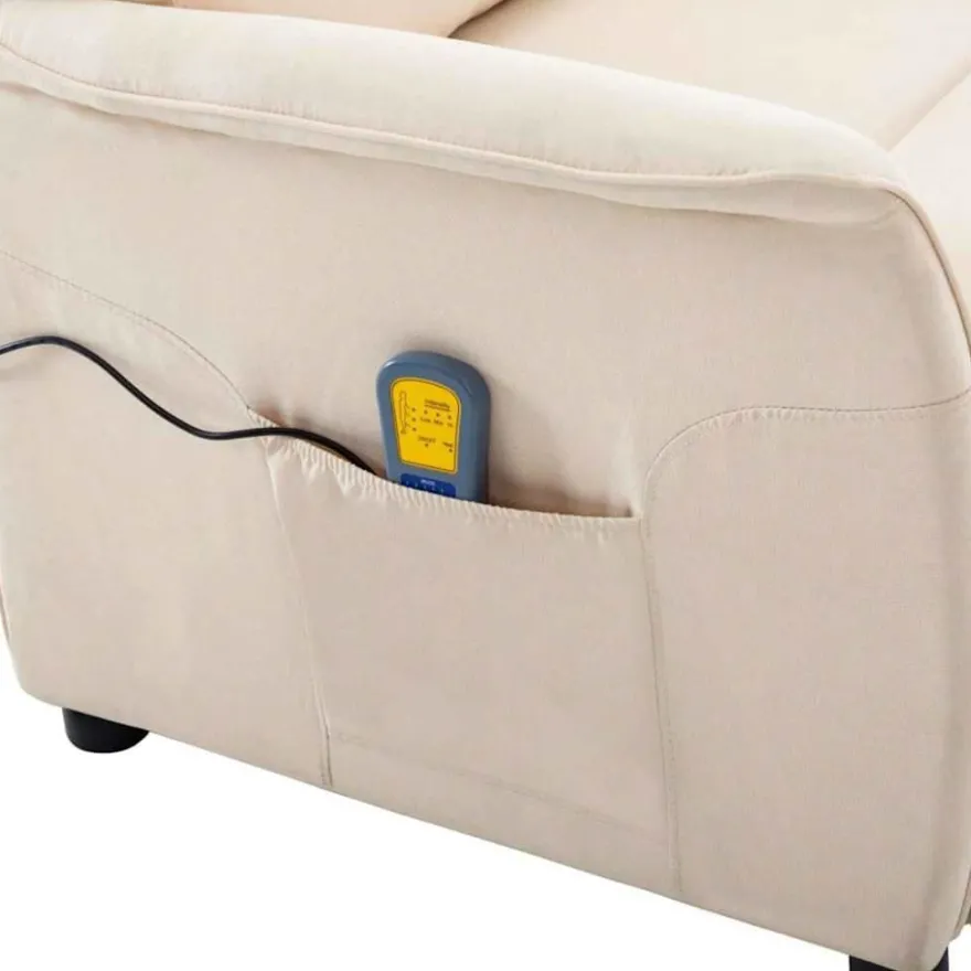 vidaXL Massagesessel mit Kissen Creme 93,5 x 67,5 x 101,5 cm Stoff