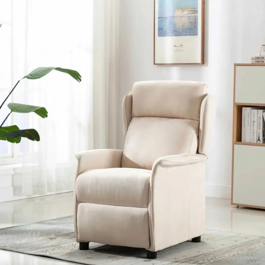 vidaXL Massagesessel mit Kissen Creme 93,5 x 67,5 x 101,5 cm Stoff
