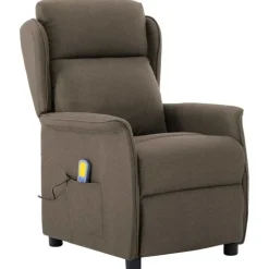 vidaXL Massagesessel mit Kissen Taupe 93,5 x 67,5 x 101,5 cm Stoff