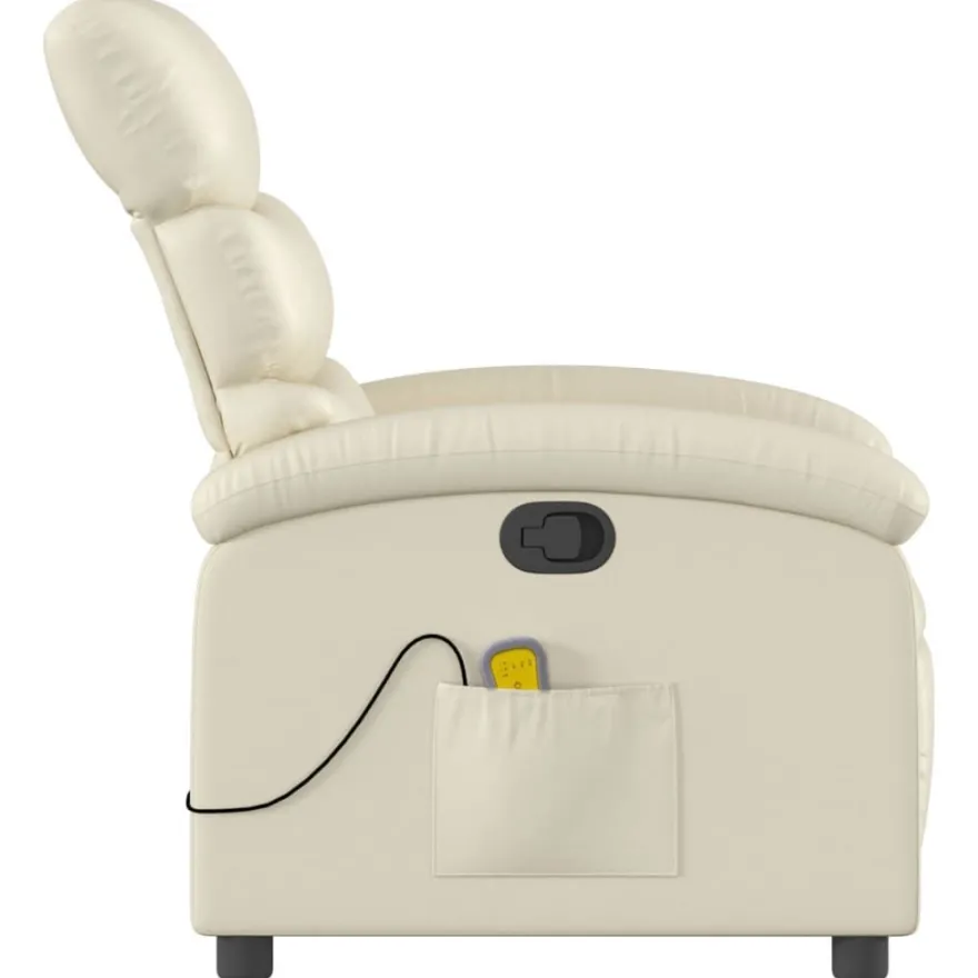 vidaXL Massagesessel mit Relaxfunktion, Kunstleder, Creme