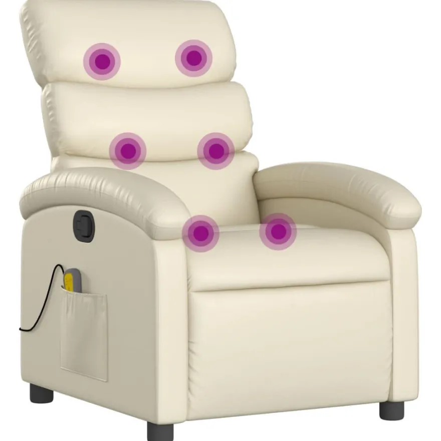 vidaXL Massagesessel mit Relaxfunktion, Kunstleder, Creme