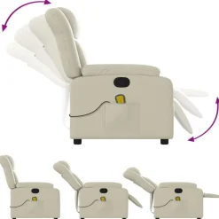 vidaXL Massagesessel mit Relaxfunktion, Kunstleder, Creme