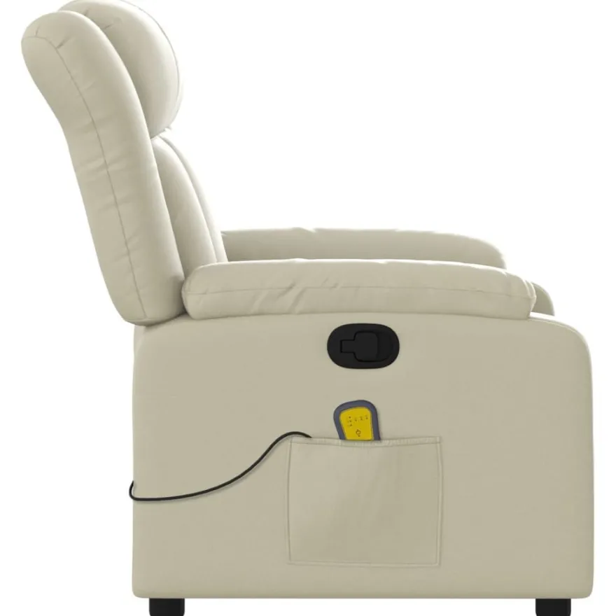 vidaXL Massagesessel mit Relaxfunktion, Kunstleder, Creme