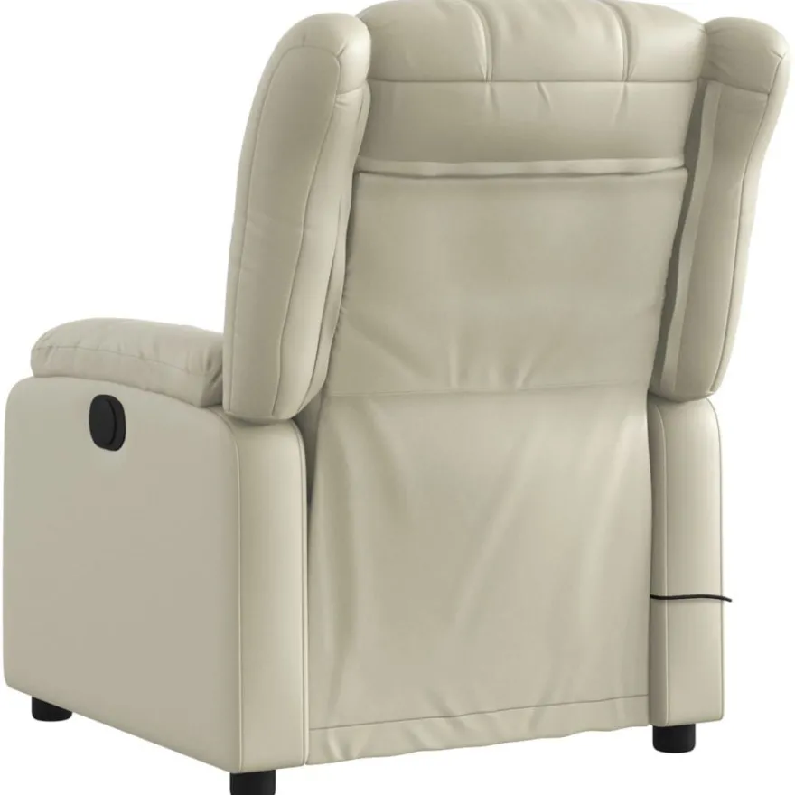 vidaXL Massagesessel mit Relaxfunktion, Kunstleder, Creme
