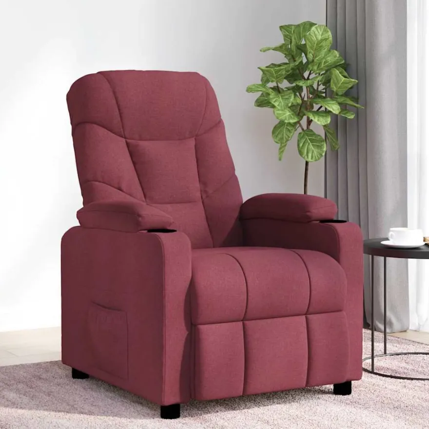 vidaXL Massagesessel Weinrot Stoff