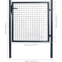 vidaXL Mesh-Gartentor Verzinkter Stahl 85,5x100 cm Grau