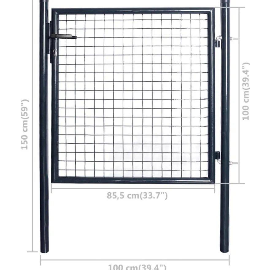 vidaXL Mesh-Gartentor Verzinkter Stahl 85,5x100 cm Grau
