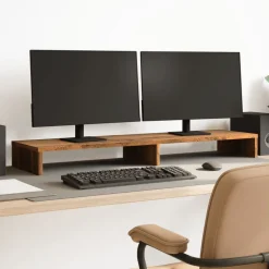 vidaXL Monitorständer Altholz-Optik 100x27x10 cm Holzwerkstoff