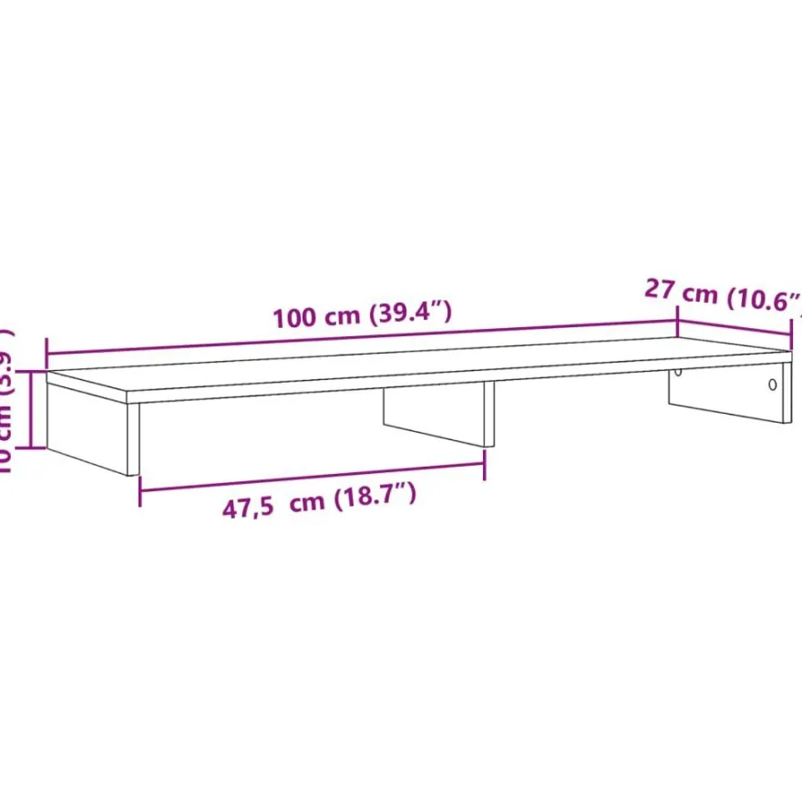 vidaXL Monitorständer Altholz-Optik 100x27x10 cm Holzwerkstoff