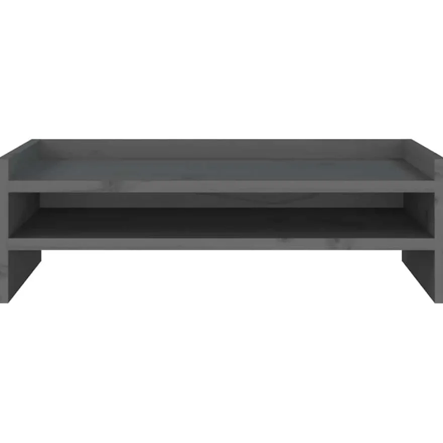 vidaXL Monitorständer Grau 50x24x16 cm Massivholz Kiefer