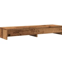 vidaXL Monitorständer mit Schubladen Altholz-Optik 100x27x15 cm