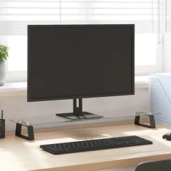 vidaXL Monitorständer Schwarz 80x20x8 cm Hartglas und Metall