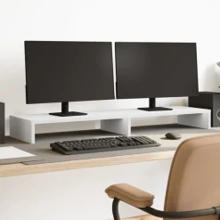 vidaXL Monitorständer Weiß 100x27x10 cm Holzwerkstoff