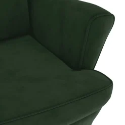 vidaXL Ohrensessel mit Hocker Dunkelgrün Samt
